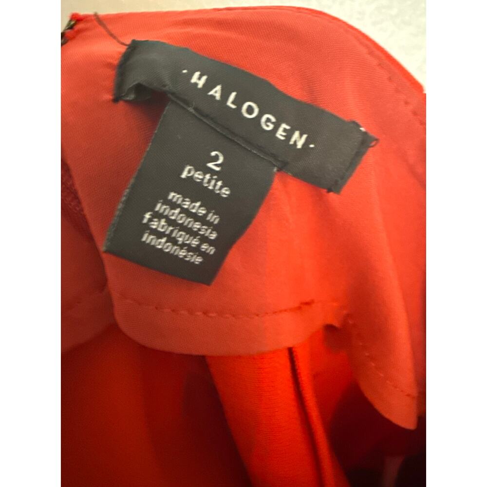 Halogen Solid Red A-Line Knee Length Office Classy Career Skirt Size 2 Petite - Picture 8 of 9